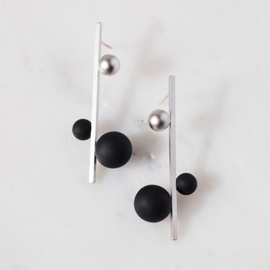 Black & Silver Note Earrings by Pur-Suits