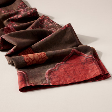 Floral Geo Cotton & Silk  Block Print Scarf