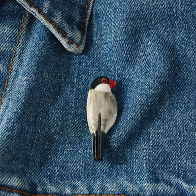 Bird Hand-Drawn Porcelain Brooch