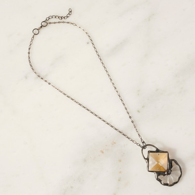 Faceted Diamond Artisan Glass Necklace by Lulu and Glass