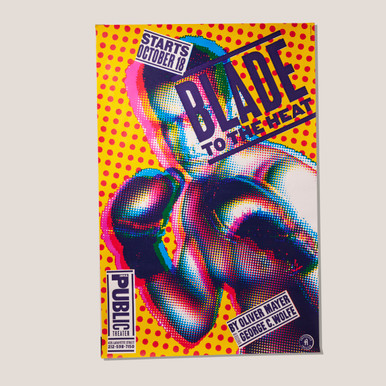 Blade to the Heat, Public Theater 1994 30" x 46" Silkscreen Poster designed by Paula Scher