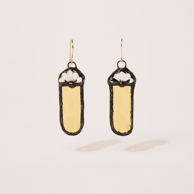 Amber Artisan Glass Earrings by Lulu and Glass