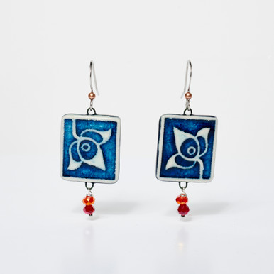 Square Buds Ceramic Earrings with Bead by Christina Orthwein