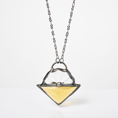 Triangular Amber Artisan Glass Necklace by Lulu and Glass