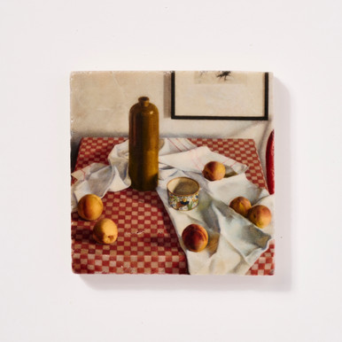 Lucioni Still Life with Peaches Tile by The Painted Lily