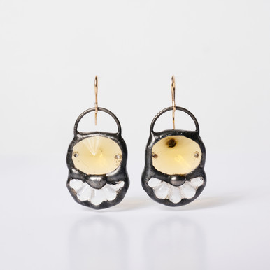 Oval Amber Artisan Glass Earrings by Lulu and Glass