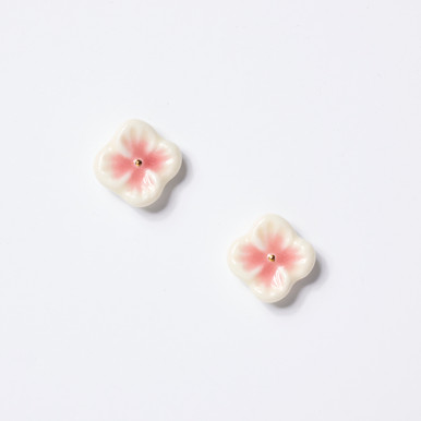 Petit Pink Flower Hand-Drawn Porcelain Stud Earrings