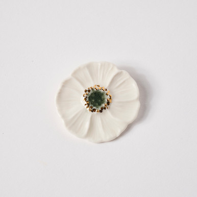White Bloom Hand-Drawn Porcelain Brooch