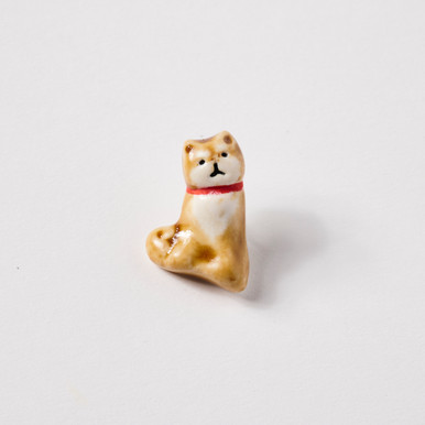 Brown Shiba Hand-Drawn Porcelain Lapel Pin