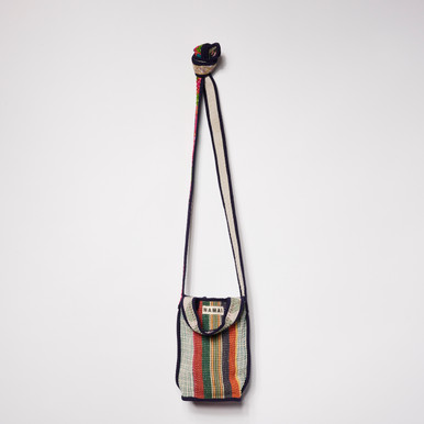 Mini Upcycled Quilted Kantha Tote Striped with Black Piping
