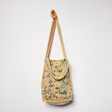 Yellow Piping Upcycled Quilted Kantha Tote