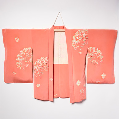 Salmon with Painted Metallics Silk Haori