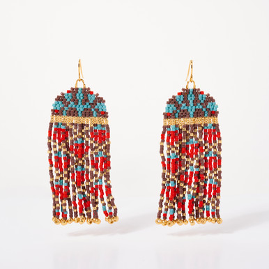 Beaded Brocade Garden Dangle Earrings