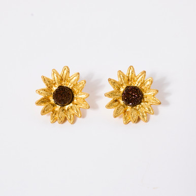 Petite Bronze Sunflower Post Earrings