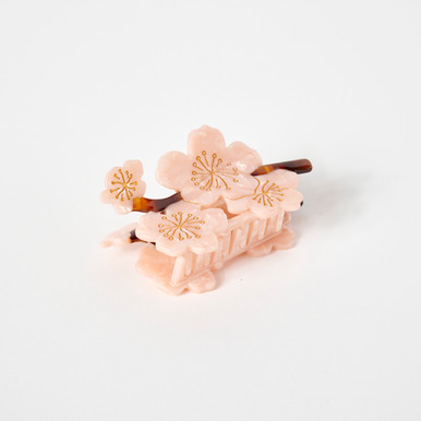 Hand-Painted Pink Cherry Blossoms Hair Claw