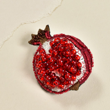 Embroidered & Beaded Pomegranate Pin