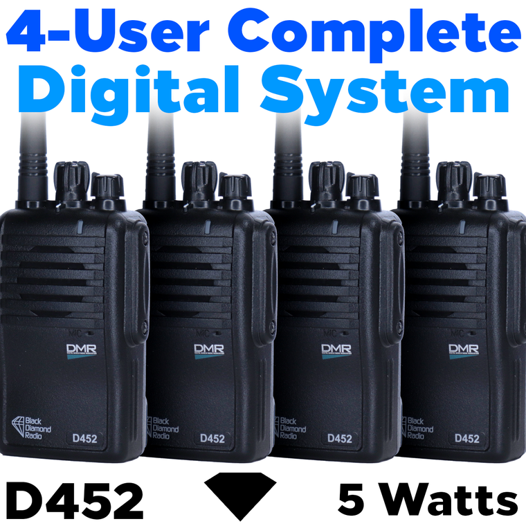 D452 Digital Two-Way Radio 4-User System