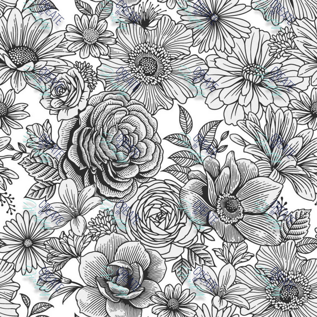 black-white-large-print-floral-create-by-firefly for Free Printable Black And White Flowers Black & White Large Print Floral - Create by Firefly for Free Printable Black And White Flowers