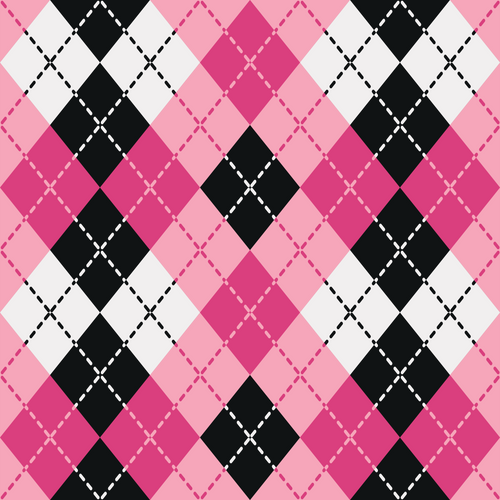 Pattern Vinyl - Argyle - Pink, Black & White