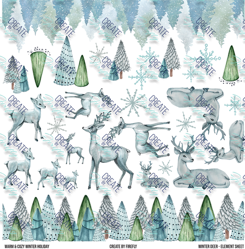 Winter Deer - Warm & Cozy - Element Sheet Winter Deer - Warm & Cozy - Element Sheet