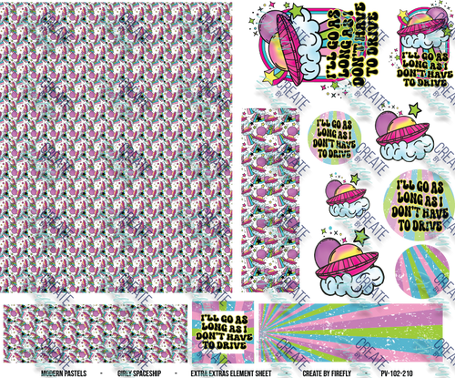 Girly Spaceship -Extra Extra Sheet