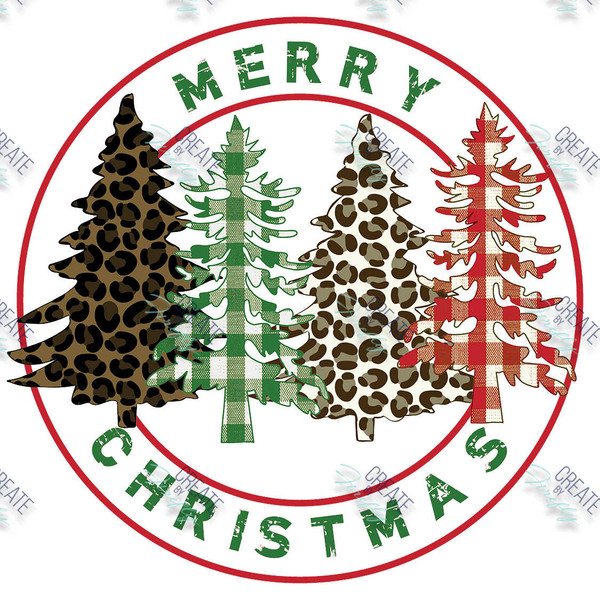 Merry Christmas - Trees - Round