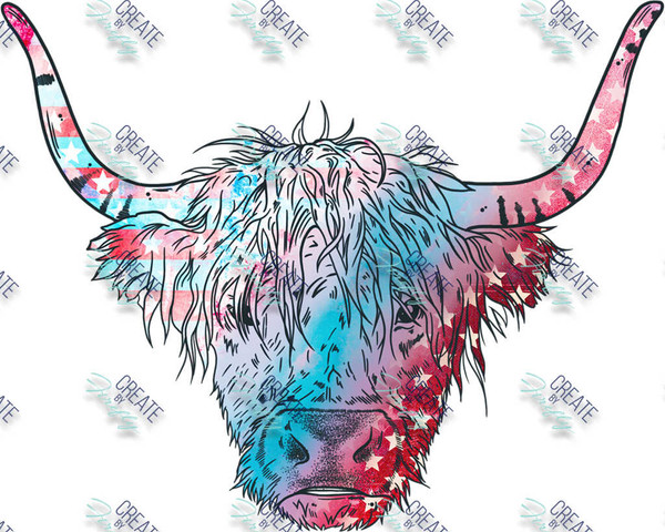 Patriotic Highland Cow