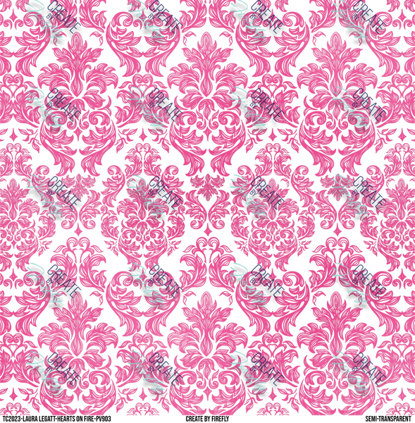 Pink Damask - Hearts on Fire