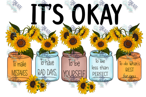 It's Okay - Sunflower & Mason Jars