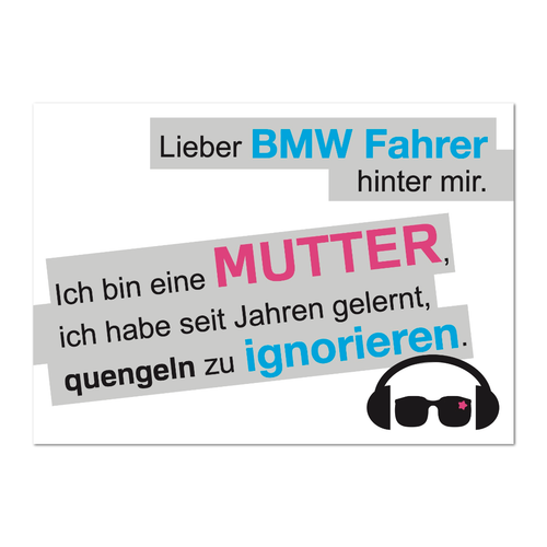 Postkarte "Lieber BMW Fahrer hinter mir" - 10er VE