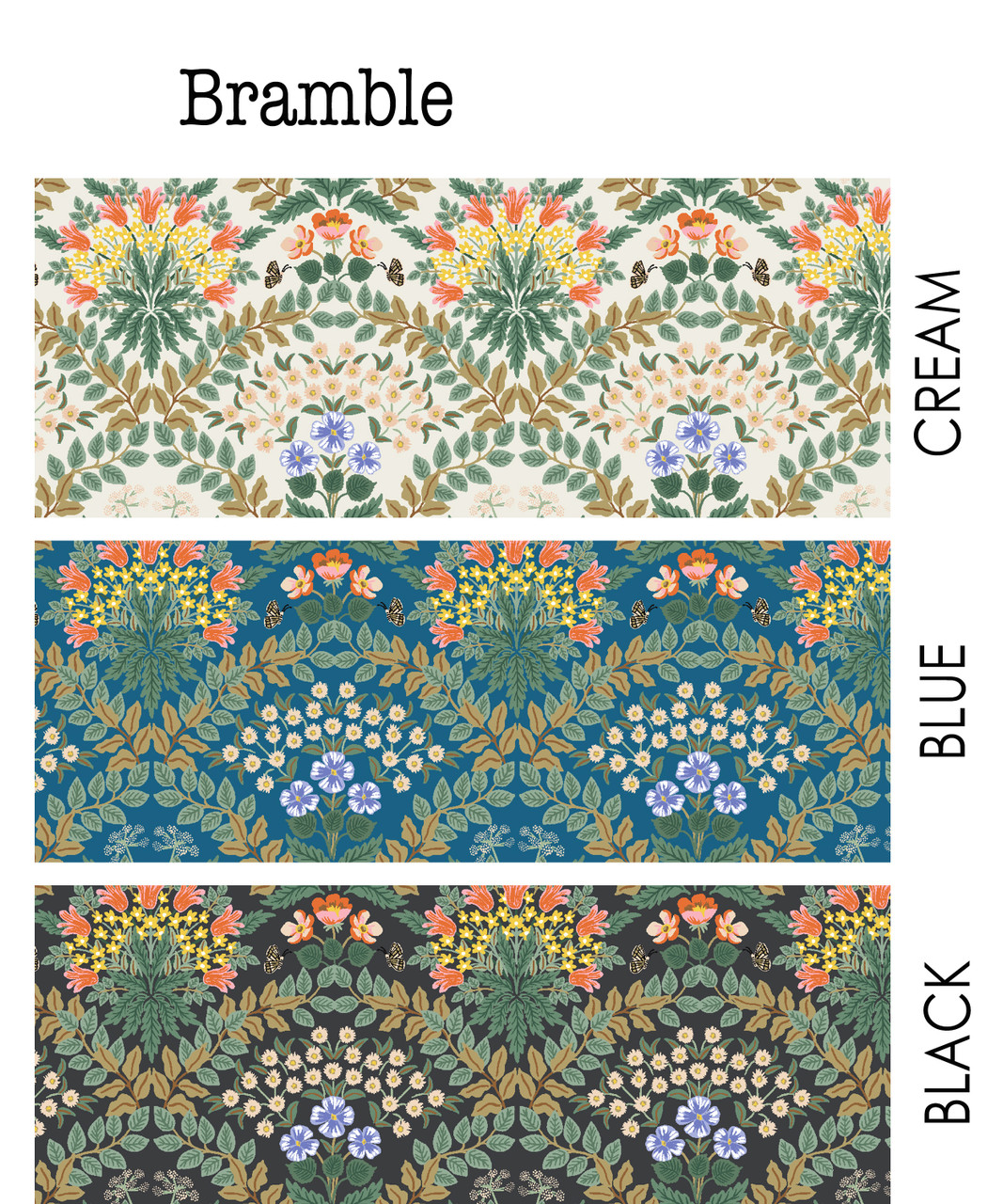 RIFLE PAPER CO, BRAMBLE in Cream - by the half-meter - ELEGANTE VIRGULE ...