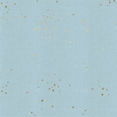 COTTON & STEEL BASICS, Freckles in Baby Blues Unbleached Metallic