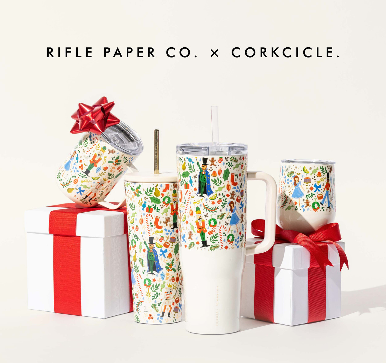 Nutcracker RIFLE PAPER CO X CORKCICLE Cold Cup, Stemless, Cruiser, Coffee Mug