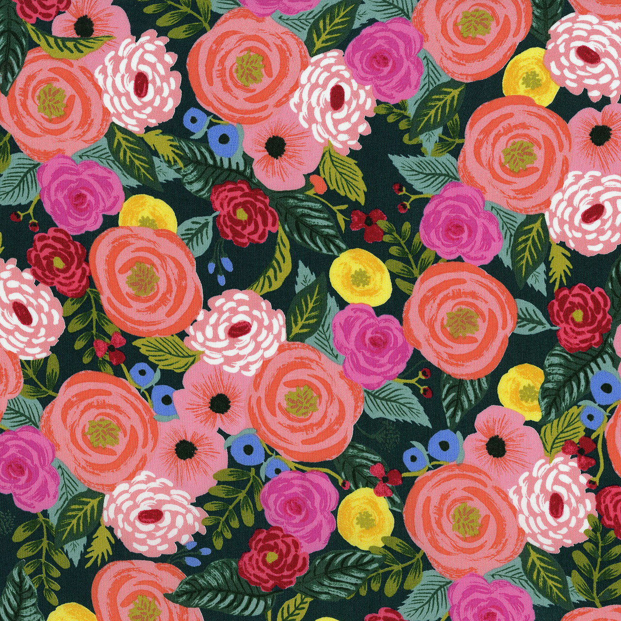 RIFLE PAPER CO, English Garden JULIET ROSE in Navy 100 RAYON, ELEGANTE