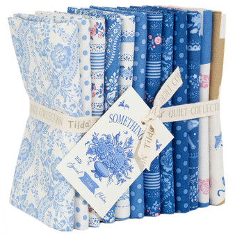 TILDA SOMETHING BLUE Blenders, borders, labels and ornaments, FQ Bundle of 12 Fabrics