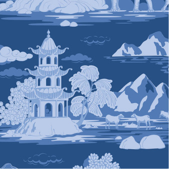 ***End of bolt 39'' (99 cm)*** TILDA SOMETHING BLUE, Cottonview Night