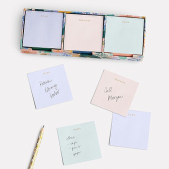 Luisa Sticky notes Trio Set  - RIFLE PAPER CO Stationery, Set of 3 sticky notes Pads - ELEGANTE VIRGULE CANADA, Canadian Gift, Fabric and Quilt Shop.