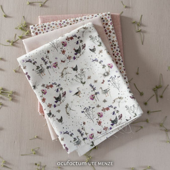 ACUFACTUM Beloved Home, PINK Bundle of 4 Fabrics - ELEGANTE VIRGULE CANADA, Acufactum Fabrics