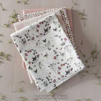 ACUFACTUM Beloved Home, lot de 4 tissus ROSE - ELEGANTE VIRGULE CANADA, Acufactum Fabrics