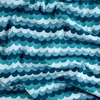 RIFLE PAPER CO AMALFI, Waves in Turquoise & Navy - by the half-meter - Elegante Virgule Canada, Canadian Fabric Online Shop, Quilt Shop, Quilting Cotton