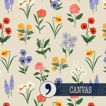 TISSUS RIFLE PAPER CO , Garden Club, Garden Study Petite en toile crème (coton/lin) - ELEGANTE VIRGULE CANADA