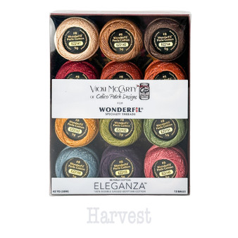 WONDERFIL Vicky McCarty, Eleganza™ 8wt Perle Cotton Thread Box, HARVEST (Pack of 12) - Elegante Virgule Canada