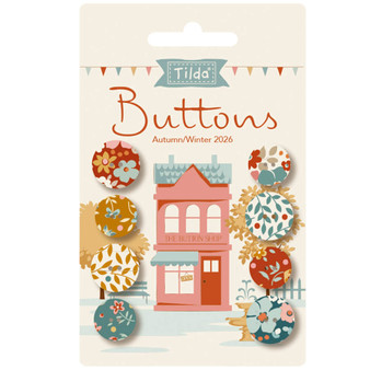 TILDA VILLAGE LIFE, Autumn Buttons  0,63" and  0,55" (14 & 16mm) - Set of 8 Buttons