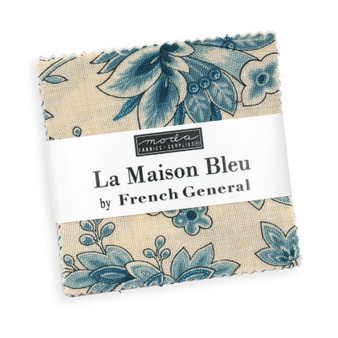 MODA, FRENCH GENERAL - La Maison Bleue,Mini Charm Pack 42pcs 2,5" x 2,5" (6,5 x 6,5 cm) (COMPLETE COLLECTION) - Elegante Virgule Canada
