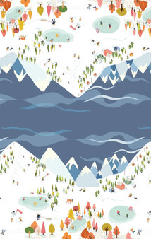 TAMARA KATE Sweater Weather, Snow Day in bright - Double border panel 24" x 44" (61 x 112 cm)