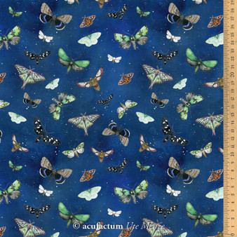 ACUFACTUM Fabrics, Spring / Summer, Moths in Night Blue - ELEGANTE VIRGULE CANADA