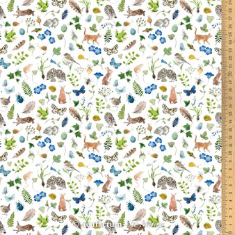 ACUFACTUM Fabrics, Spring / Summer, Flora and Fauna on White - ELEGANTE VIRGULE CANADA