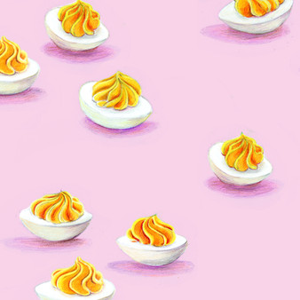 HEATHER ROSS Market, Deviled Eggs in Lilac - by the half-meter