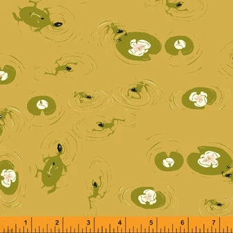 WINDHAM FABRICS, HEATHER ROSS West Hill, Lily Pond in Olive - ELEGANTE VIRGULE CANADA