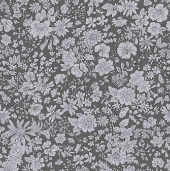 LIBERTY QUILTING, EMILY BELLE in Charcoal - by the half-meter - ELEGANTE VIRGULE CANADA, Canadian Fabric Quilt Shop, Quilting Cotton